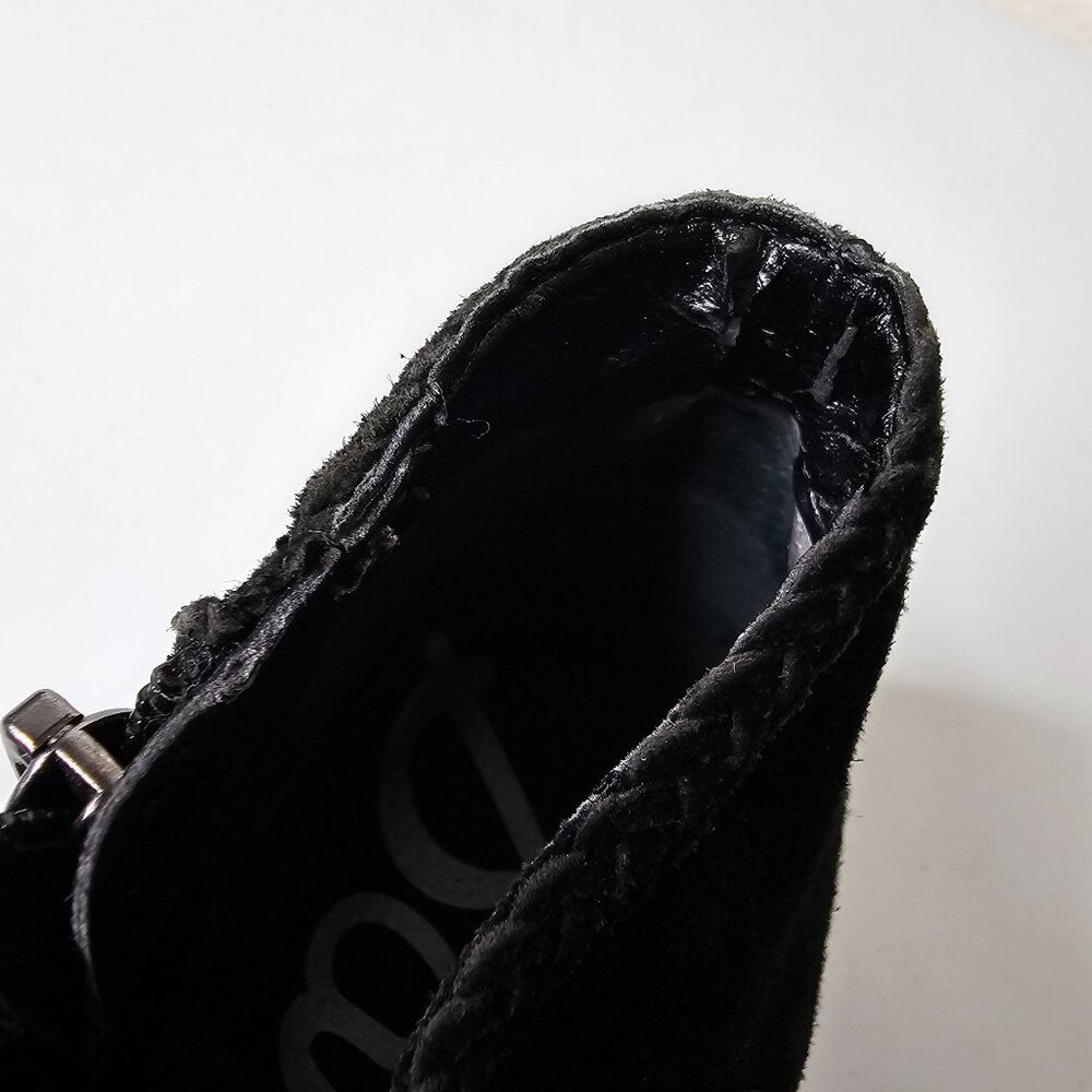 ⚡️Sam Edelman Size 7 Boots Black Suede Leather Paige Ankle Bootie Fringe Western - Picture 7 of 11
